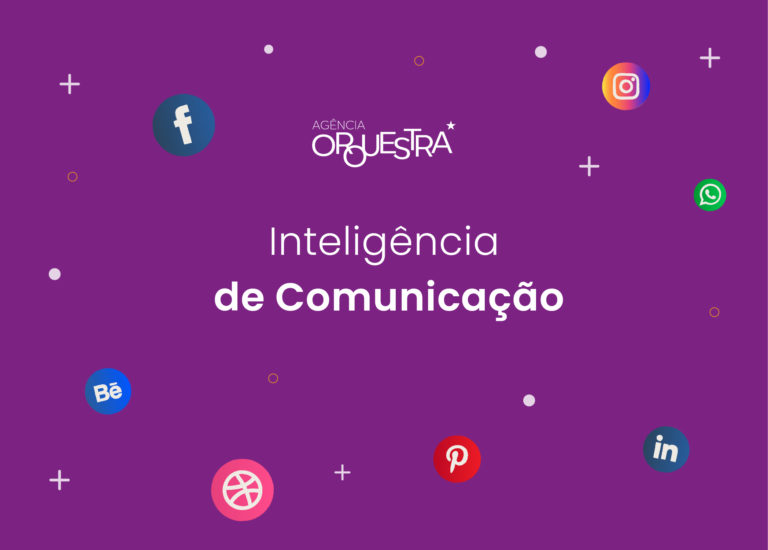 ilustração com fundo roxo e os dizeres inteligência de comunicação